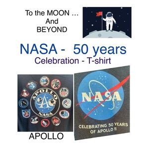 NASA ⭐️ APOLLO Black T-Shirt - ⭐️ 🧑‍🚀 🧑‍🚀 🪐 gift 🎁 idea